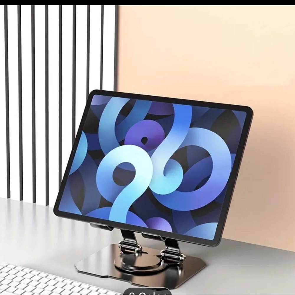 Adjustable Tablet Stand, 360-degree Rotating Base, Aluminum - Picture 2 of 7